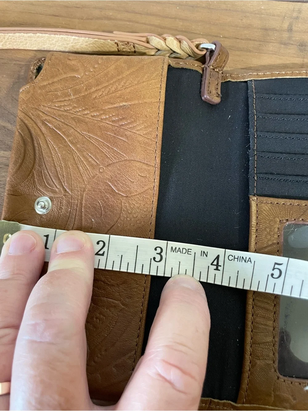 Margot Cognac Leather Cell Phone Wristlet Wallet Embossed Floral Snap Western